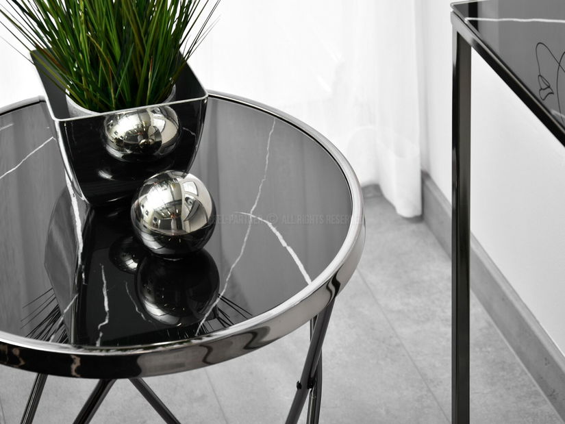 Konferenčný stolík Armin S (čierny mramor + čierna)