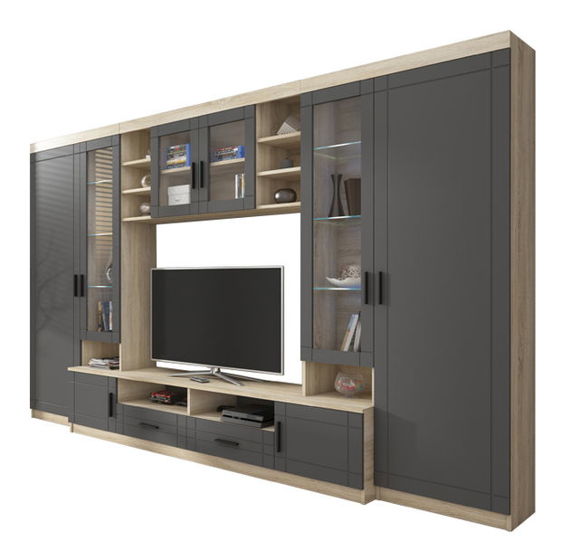 Set za dnevni boravak Porton (hrast sonoma + grafit) (bez rasvjete)