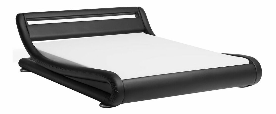 Manželská vodná posteľ 180 cm Anais (čierna ekokoža) (s roštom a matracom)