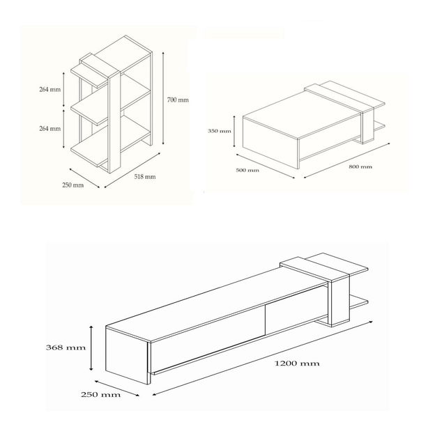 Set za dnevni boravak Dutudo (orah + bijela)