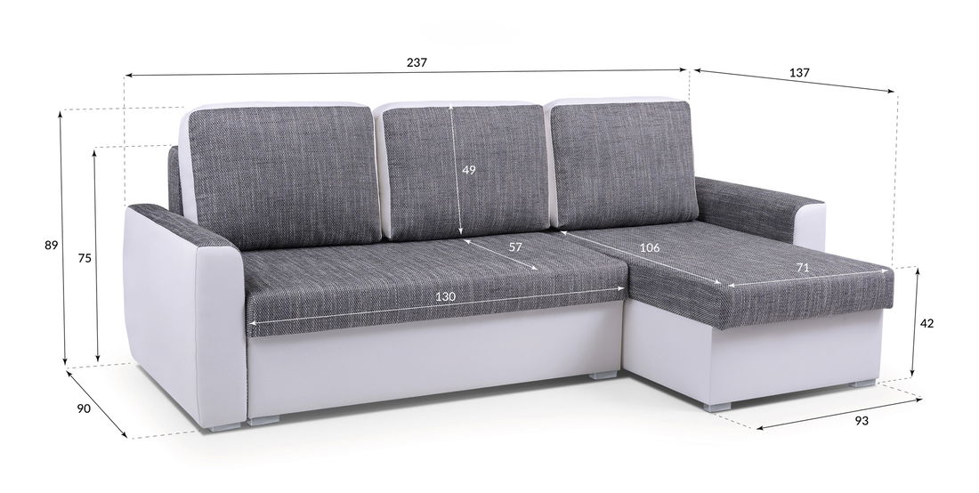 Rohová sedačka Primo (tmavosivá + čierna) (P) *výpredaj