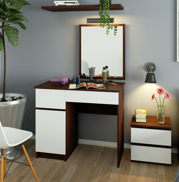 Masă de toaletă Pritha (wenge + alb)