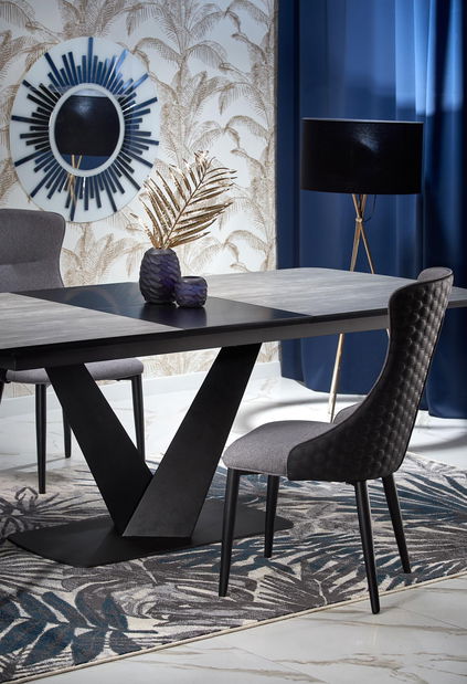 Blagovaonski stol Vinsan (tamno siva + crna) (za 8 i više osoba)