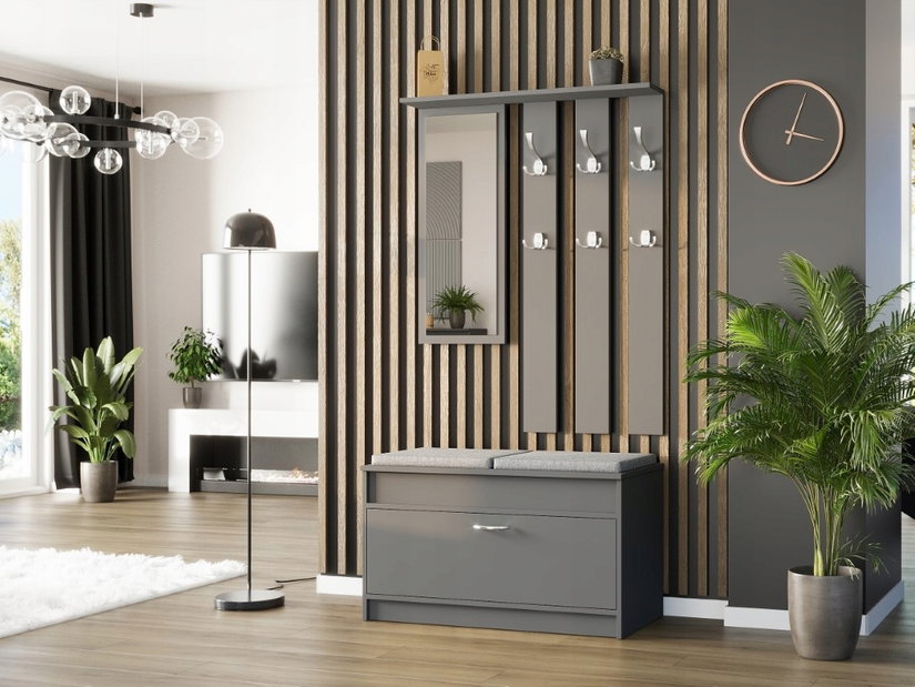 Set mobilier hol Varita (antracit) (cu oglindă)