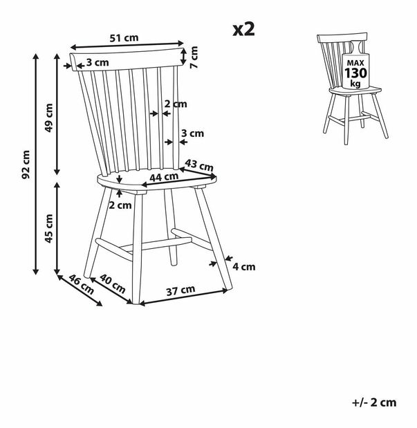 Set 2 buc. scaune sufragerie Bargo (negru)