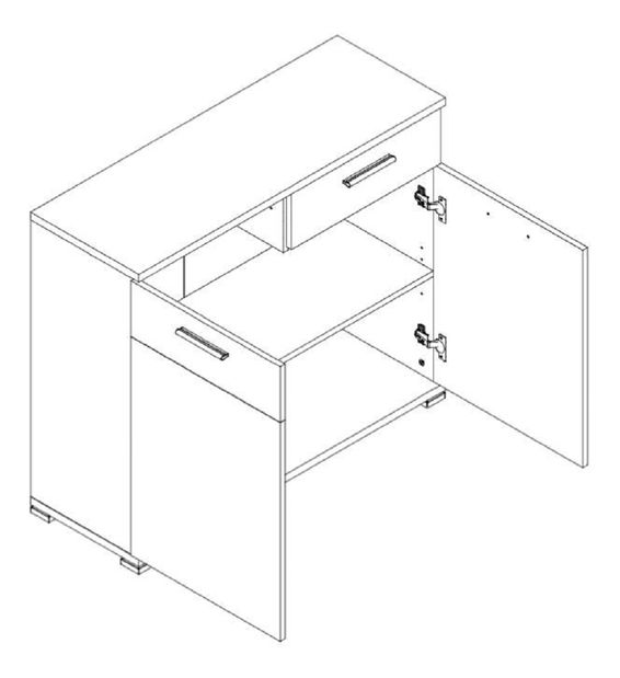 Comodă Rosenea Typ 3 (Stejar canyon + Alb luciu înalt)