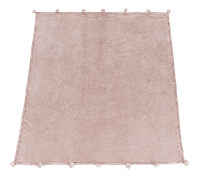 Plišana deka s pomponima 150x200 cm Loang (puder roza)