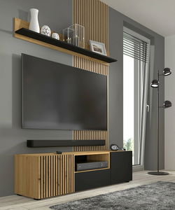 Mobilier living Aurella și (Negru + Stejar artisan)