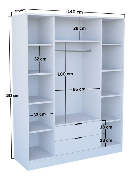 Ormar za garderobu Durun 4 (bijela mat)