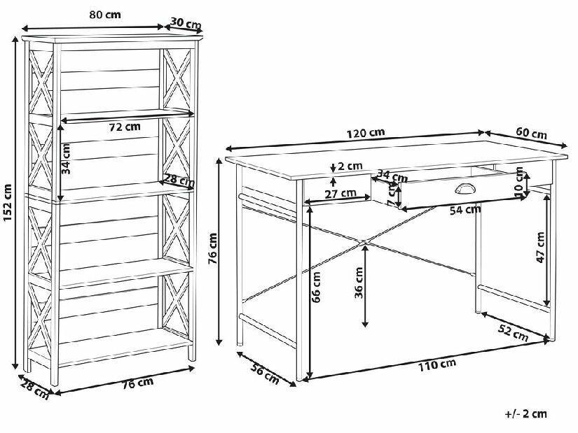 Set mobilier birou Frida (lemn închis + Negru)