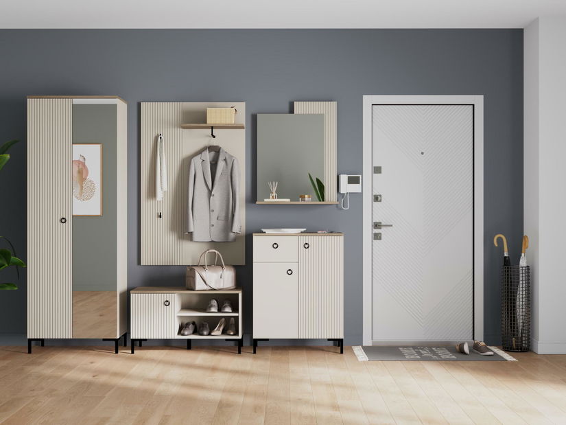 Raft de perete Demandaron (taupe + stejar silverjack) 