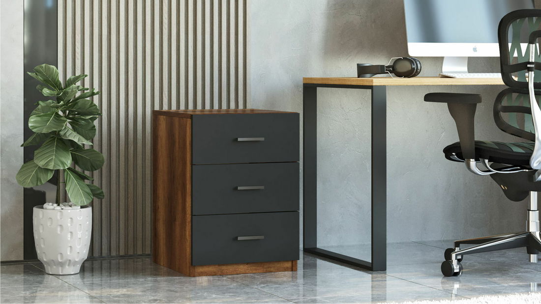 Comodă Vincent 3 (Nuc + Antracit)