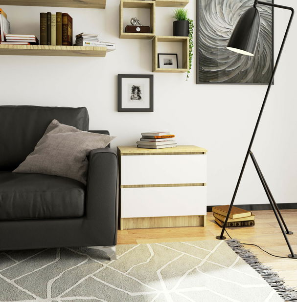 Éjjeliszekrény Kalista (artisan tölgy + fehér)