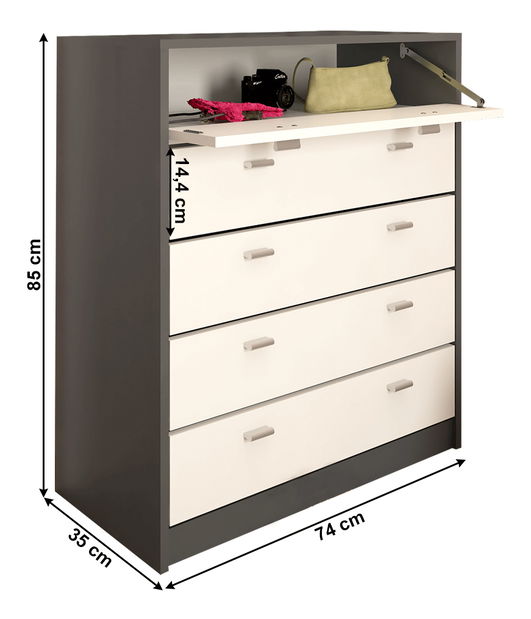 Ormarić za obuću Kerjat Typ 4 (bijela + grafit)