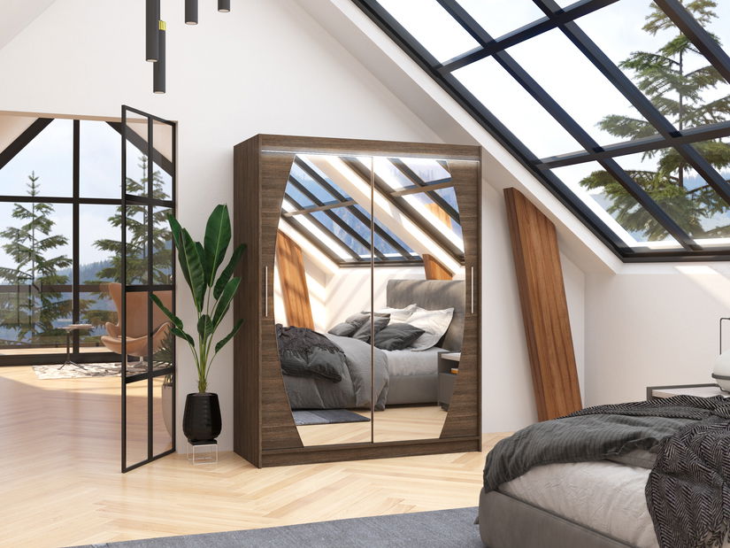 Šatníková skriňa Arow (choco) (so zrkadlom)