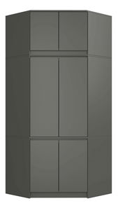 Rohová šatníková skriňa (s nadstavbou) Salarios (grafit)