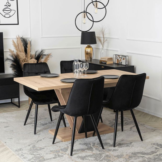 Blagovaonski set Chiapas (hrast artisan + crna) (za 4 osobe)