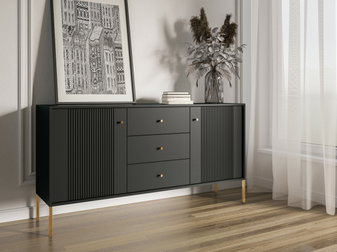 Comodă Isae 2D3S (negru + auriu)