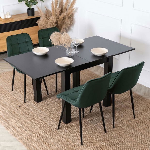 Masă de sufragerie extensibilă Menores (negru) (pentru 4-6 persoane) *vânzare stoc