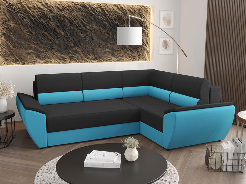 Kutna garnitura Radiant Plus (crna + tirkizna) (D)