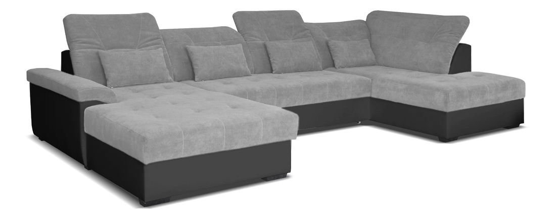 Rohová sedačka U Milton L+2F+BL (svetlosivá + čierna) (L)