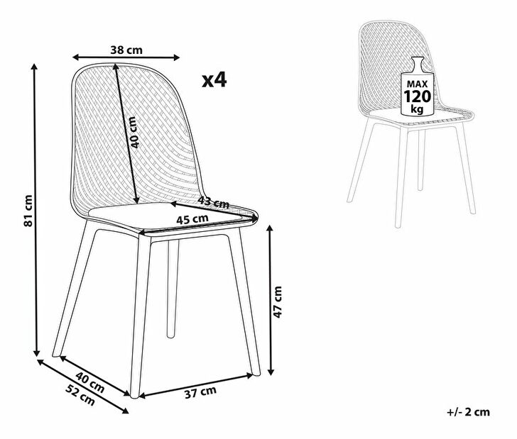 Set 4 ks jedálenských stoličiek Erielle (zelená)