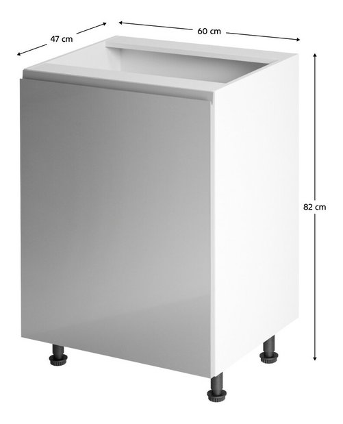 Dolná kuchynská skrinka D601F Aurellia (biela + sivý lesk) (L)