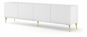 TV skrinka/stolík C 4D 200 Rowanna (biela lesklá + zlatá)