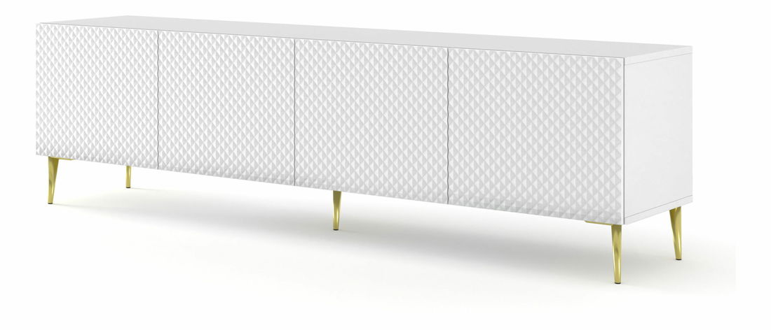 TV stolić/ormarić C 4D 200 Rowanna (bijela sjajna + zlatna)