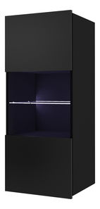 Závesná vitrína Calabria (čierna matná + lesk čierny) (bez osvetlenia)