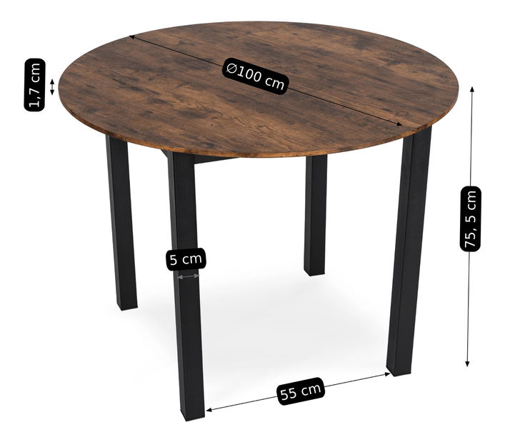 Blagovaonski stol Tienden (hrast rustikal) (za 4 osobe)