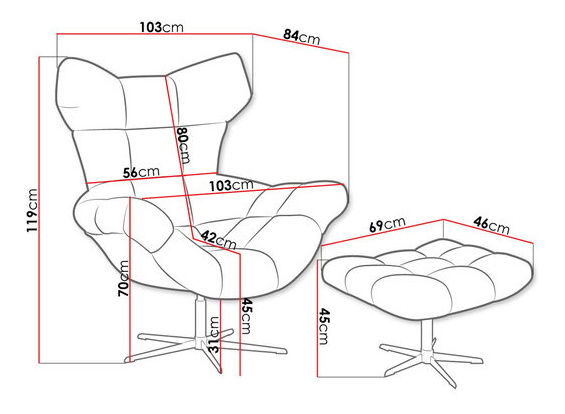 Fotelja s tabureom Hellen (tamnoplava)