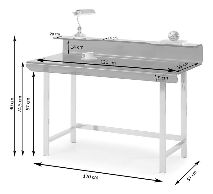 PC stol Lazuli (staklo + krom)