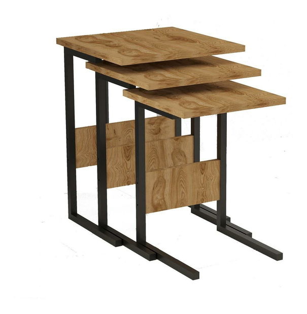 Set 3buc. măsuțe cafea Bameni (negru + oud) 