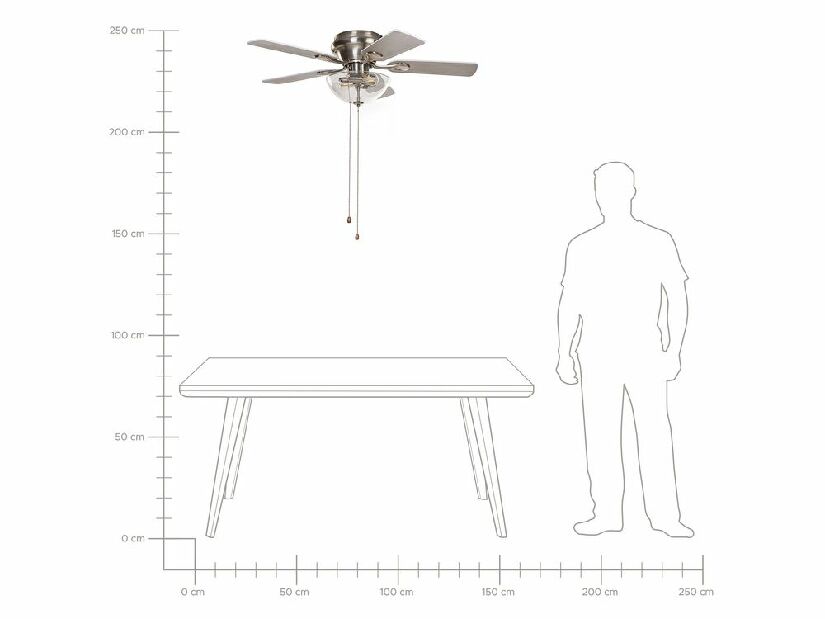 Mennyezeti ventilátor lámpával Salletta (ezüst) 