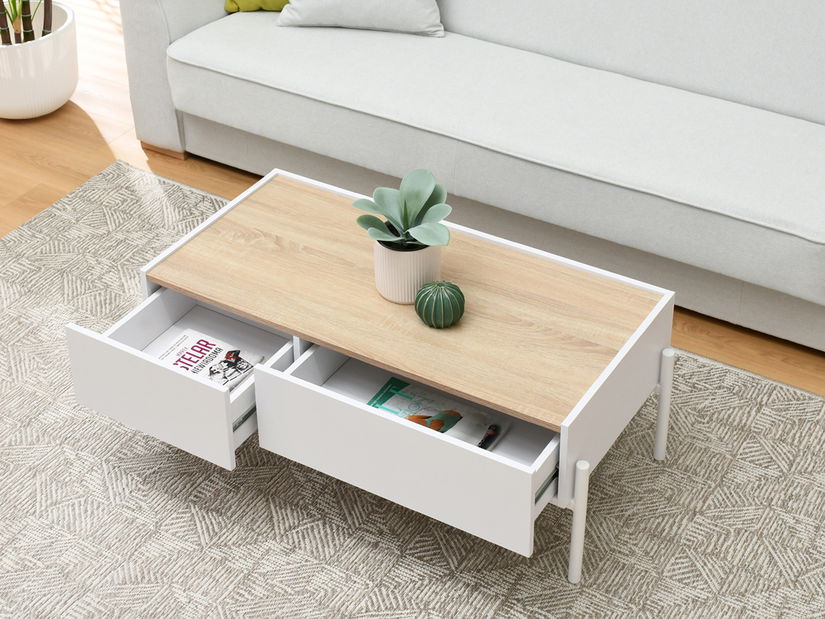 Măsuță de cafea Bertina L (sonoma + alb)