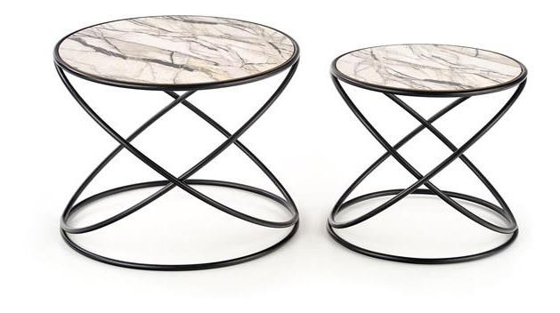 Set 2 kom. stolića za kavu Susnr (mramor + crna)