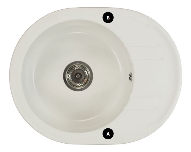 Mosogató Baltera (fekete + stuktúra) (2 csaplyukkal)