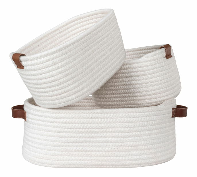 Set 3 ks košíkov Jovelia (biela)