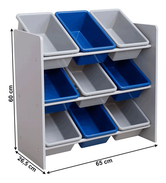 Organizér na hračky Malka (sivá + tmavomodrá)