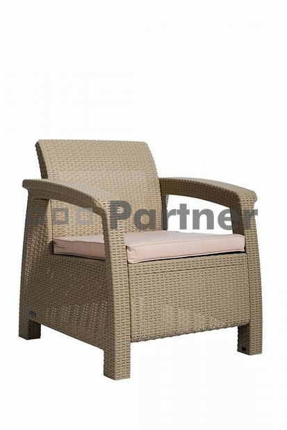 Záhradné kreslo Corfu cappuccino (umelý ratan)
