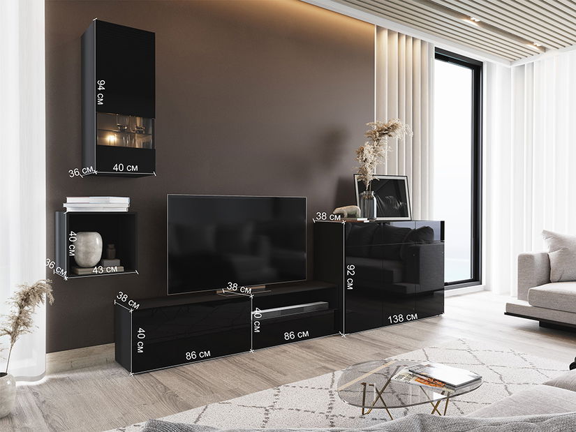 Mobilier living Berny 51 (alb + Alb lucios)