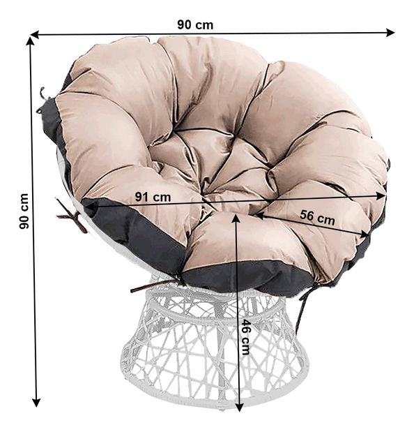 Otočné kreslo s vankúšom Frage BIG (biela + čierna)