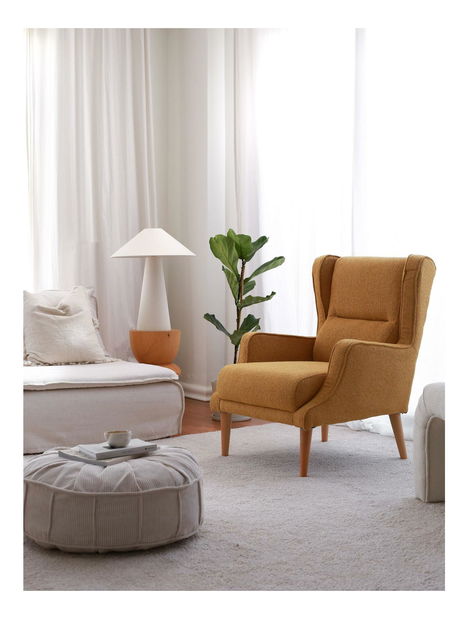 Füles fotel Klamoretta (mustár + fa)