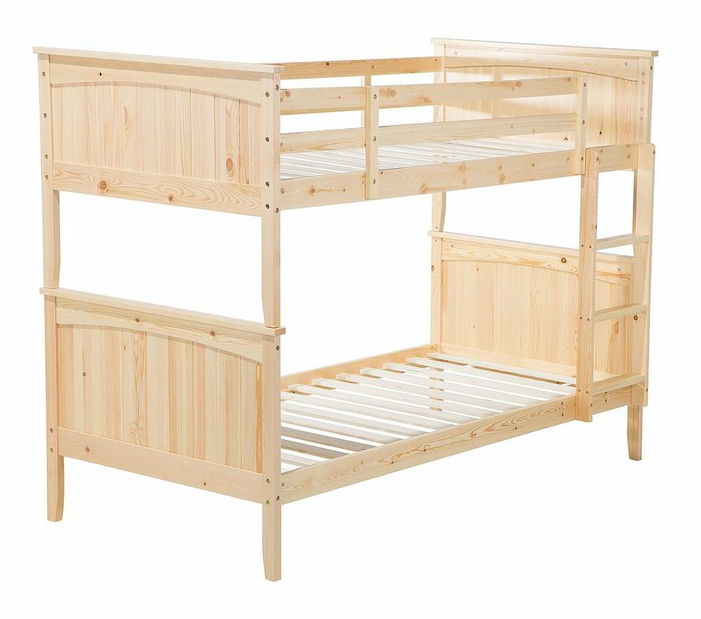 Poschodová posteľ 90 cm Alf (svetlé drevo) (s roštom a úložným priestorom)