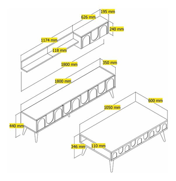 Set mobilier living Lyantela (Crem + Nuc)