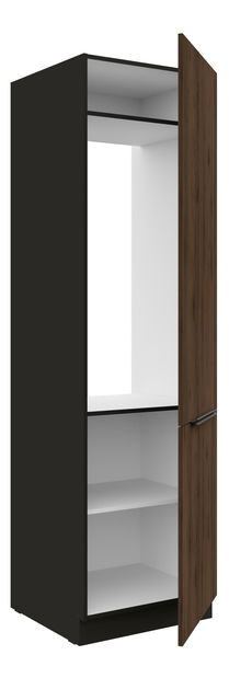 Potravinová kuchynská skrinka pre chladničku Manana 60 LO 210 2F (korpus: čierna matná + front: orech okapi)