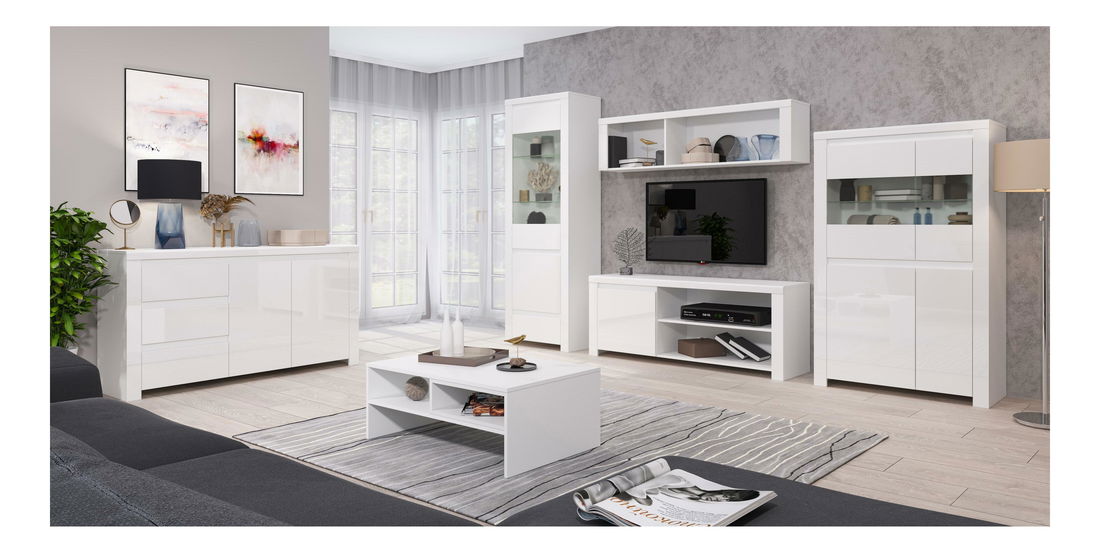 Mobilier living Leona 1 (alb lucioslá)