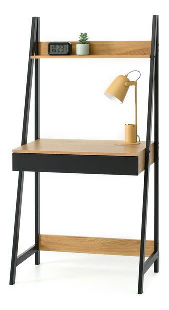 Masă PC Dylen (stejar negru + negru)