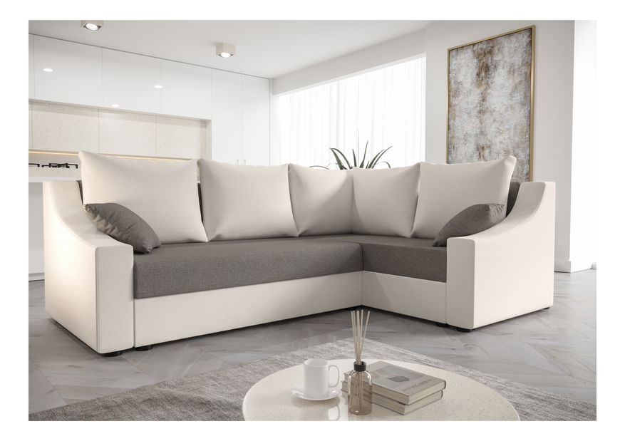 Rohová sedacia súprava Opal Plus (svetlosivá + biela) (P)